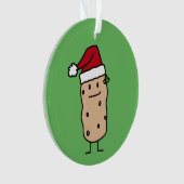 幸せなクリスマスのサンタの帽子を身に着けているポテトのポテト オーナメント (正面)