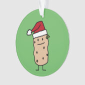 幸せなクリスマスのサンタの帽子を身に着けているポテトのポテト オーナメント (正面)