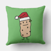 幸せなクリスマスのサンタの帽子を身に着けているポテトのポテト クッション (裏面)