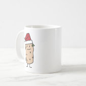幸せなクリスマスのサンタの帽子を身に着けているポテトのポテト コーヒーマグカップ (正面左)
