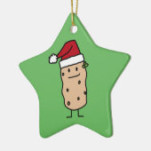 幸せなクリスマスのサンタの帽子を身に着けているポテトのポテト セラミックオーナメント (左)