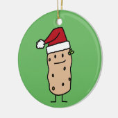 幸せなクリスマスのサンタの帽子を身に着けているポテトのポテト セラミックオーナメント (左)