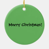 幸せなクリスマスのサンタの帽子を身に着けているポテトのポテト セラミックオーナメント (裏面)