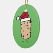 幸せなクリスマスのサンタの帽子を身に着けているポテトのポテト セラミックオーナメント (左)