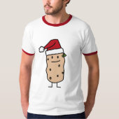 幸せなクリスマスのサンタの帽子を身に着けているポテトのポテト Tシャツ (正面)