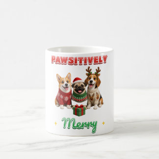 幸せなクリスマスのセーターを着た犬のマグカップ コーヒーマグカップ