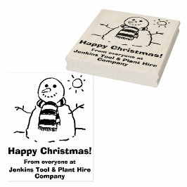 幸せなクリスマスのメッセージと雪だるま! ラバースタンプ