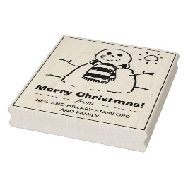 幸せなクリスマスのメッセージの雪だるまのゴム印! ラバースタンプ