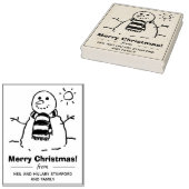 幸せなクリスマスのメッセージの雪だるまのゴム印! ラバースタンプ (押印)