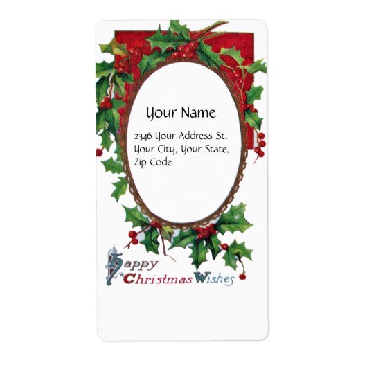 幸せなクリスマスの願い ラベル (正面)