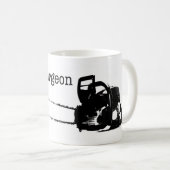 幸せなクリスマスアーボリストの木の外科医チェーンソー。 コーヒーマグカップ (正面右)