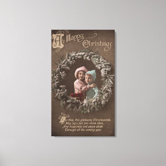 幸せなクリスマス小さな子供たち キャンバスプリント (正面)