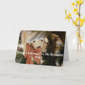 幸せなクリスマス美しい妻ソフトおもちゃの子犬 カード (黄色い花)