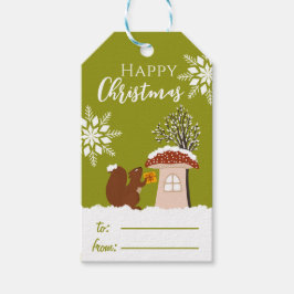 幸せなクリスマス野生動物の冬のギフト名 ギフトタグ
