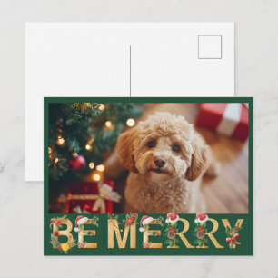 幸せなクリスマス かわいいペットの写真 シーズンポストカード