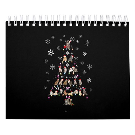 幸せなクリスマス |かわいい猫クリスマスツリー カレンダー (カバー)
