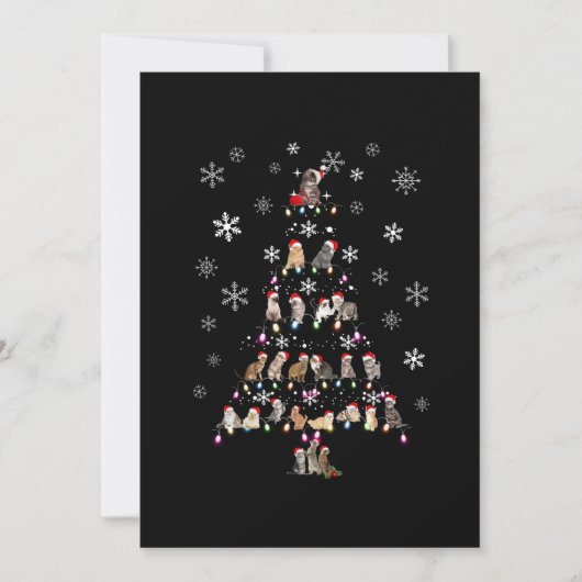 幸せなクリスマス |かわいい猫クリスマスツリー サンキューカード (正面)