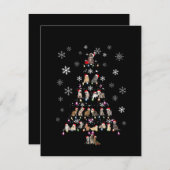 幸せなクリスマス |かわいい猫クリスマスツリー サンキューカード (正面/裏面)