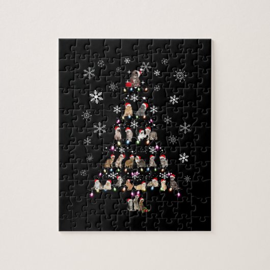 幸せなクリスマス |かわいい猫クリスマスツリー ジグソーパズル (縦)