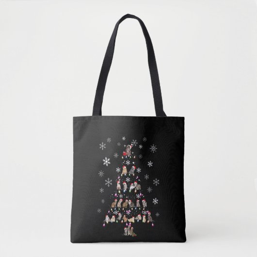幸せなクリスマス |かわいい猫クリスマスツリー トートバッグ (正面)