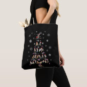 幸せなクリスマス |かわいい猫クリスマスツリー トートバッグ (クローズアップ)