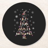 幸せなクリスマス |かわいい猫クリスマスツリー ラウンドペーパーコースター (正面)