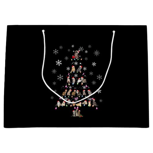 幸せなクリスマス |かわいい猫クリスマスツリー ラージペーパーバッグ (正面)