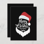 幸せなクリスマス サンタクロースがメリークリスマスを言う サンキューカード (正面/裏面)