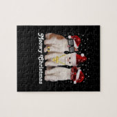 幸せなクリスマス |サンタクロースのかわいい猫 ジグソーパズル (横)