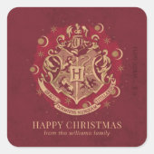 幸せなクリスマス |ホグワーツ™クレスト – パーソナライズされた スクエアシール (正面)