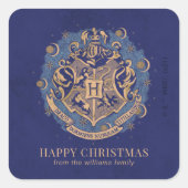 幸せなクリスマス |ホグワーツ™クレスト – パーソナライズされた スクエアシール (正面)