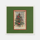 幸せなクリスマス、ヴィンテージデザイン。 スタンダードカクテルナプキン (正面)