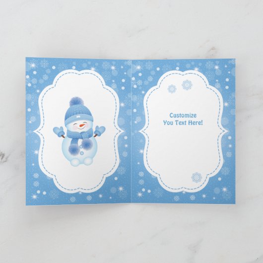 幸せなクリスマス |少年のグリーティングカード カード (内部)