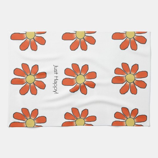 幸せなグラフィックの花のパターン キッチンタオル (横)