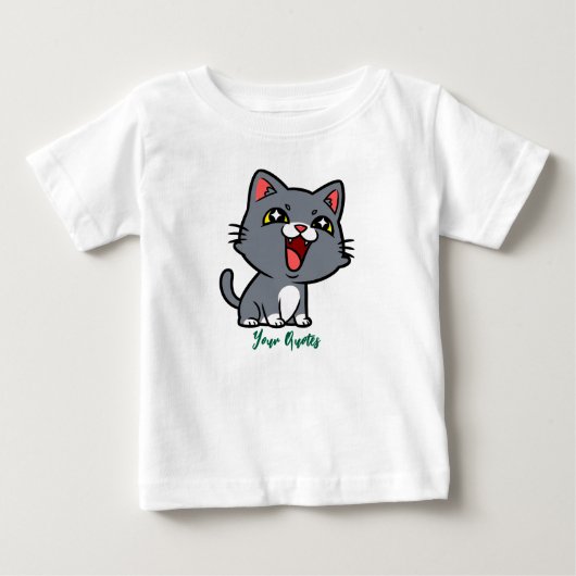 幸せなグレー子猫 ベビーTシャツ (正面)