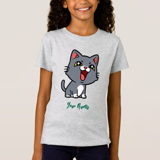幸せなグレー子猫 Tシャツ (正面)