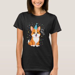 幸せなコーギーパーティータイム Tシャツ