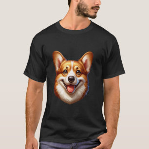 幸せなコーギー犬好きかわいい子犬の顔 Tシャツ