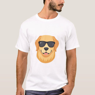 幸せなゴールデンレトリバー サングラス マスコット - かわいい笑顔 Tシャツ