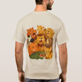 幸せなサファリの動物の友達 Tシャツ (裏面)