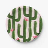 幸せなサボテンの紙皿7" ペーパープレート (正面)