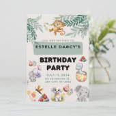 幸せなサルと美しい動物の誕生日 招待状 (スタンド正面)