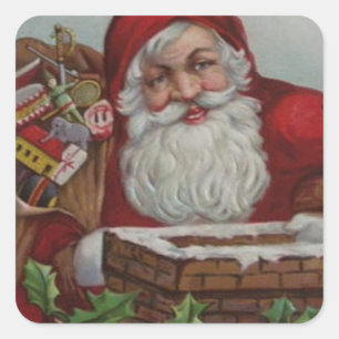 幸せなサンタのクリスマスのステッカー スクエアシール