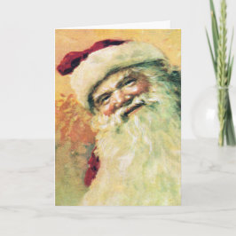 幸せなサンタのメリークリスマスのヴィンテージ シーズンカード