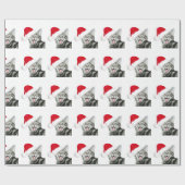 幸せなサンタの虎猫の子ネコ ラッピングペーパー (フラット)