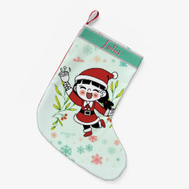 幸せなサンタガール スモールクリスマスストッキング