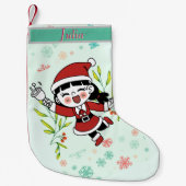 幸せなサンタガール スモールクリスマスストッキング (正面)