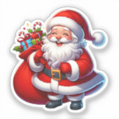 幸せなサンタクロースのクリスマス シール (正面)