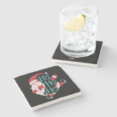 幸せなサンタクロースのジャンプと笑顔を言うホホホホホホホホホ ストーンコースター (横)