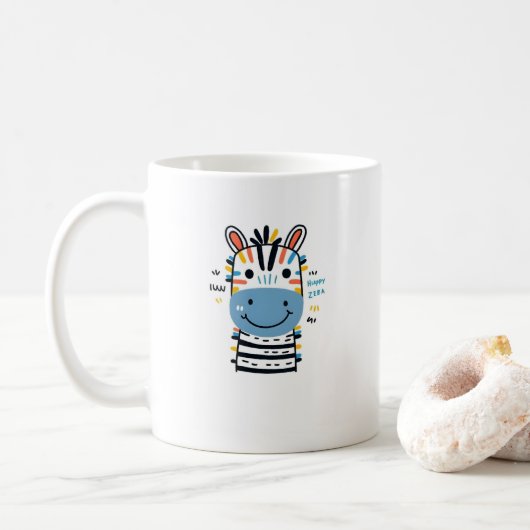 幸せなシマウマ コーヒーマグカップ (ドーナツ)